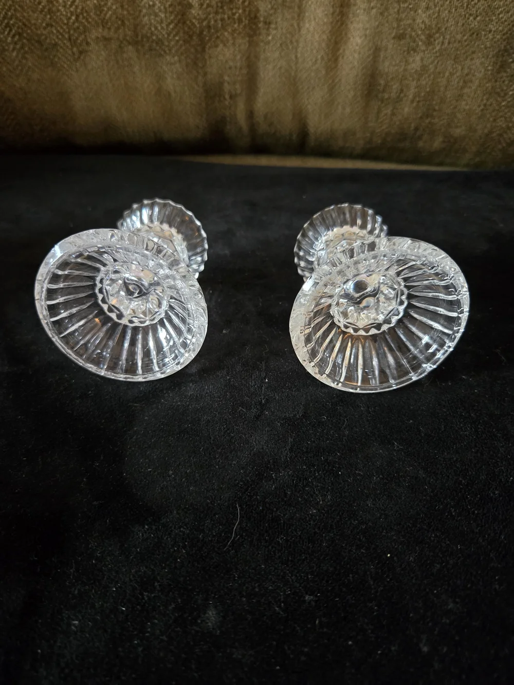 Pair of Clear Crystal Candle Holders, 3